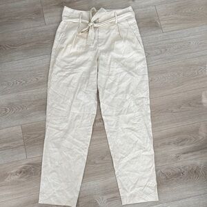 Rag & Bone Linen Blend Tie-Waist Pants – Women’s Size 6, Cream Tapered Trouser
